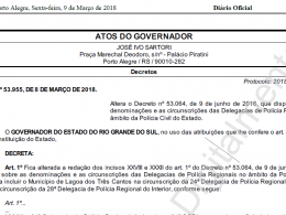 Lagoa dos Três Cantos passa a integrar a circunscrição da Delegacia de Polícia de Tapera