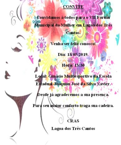 Município Realizará o VII Fórum da Mulher no próximo dia 18/05