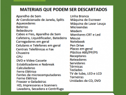 Campanha para Coleta de Lixo Eletrônico será dias 12 e 13 de Junho.