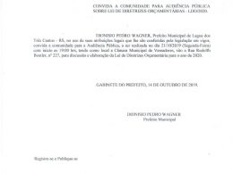 CONVITE PARA AUDIÊNCIA PÚBLICA SOBRE LEI DE DIRETRIZES ORÇAMENTÁRIAS