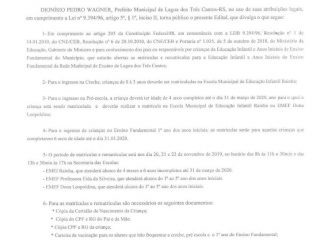 MATRÍCULAS E REMATRÍCULAS NAS ESCOLAS DA REDE MUNICIPAL DE ENSINO