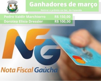 Ganhadores de mês de março do Nota Fiscal Gaúcha