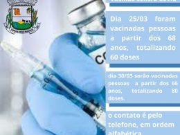Até o momento foram aplicadas 374 vacinas entre primeira e segunda doses contra Covid em Lagoa dos Três Cantos