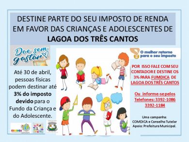 Parte do seu IR pode ser destinado ao COMDICA e Conselho Tutelar