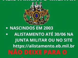 A data final para o alistamento militar é 30 de junho