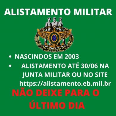 A data final para o alistamento militar é 30 de junho