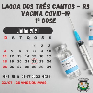Quinta-feira (22) é dia de vacinação 1ª dose