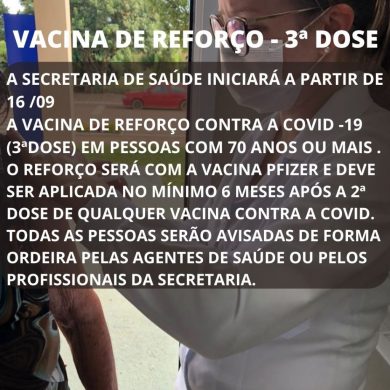 3ª Dose da vacina contra a Covid