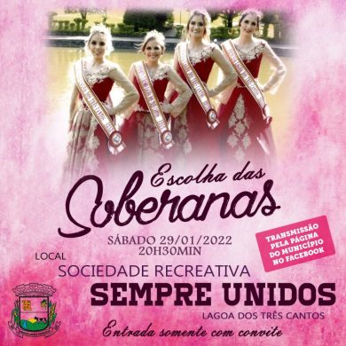 Escolha das soberanas três-cantenses será dia 29 de janeiro