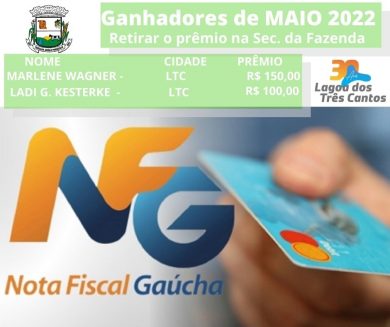 Ganhadores do mês de maio 2022 do Programa Nota Fiscal Gaúcha
