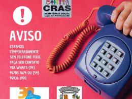 Aviso do Cras de Lagoa dos Três Cantos
