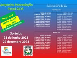 Deflagrada a Campanha de Arrecadação 2023 em Lagoa dos Três Cantos