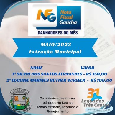Ganhadores do Nota Fiscal Gaúcha extração municipal