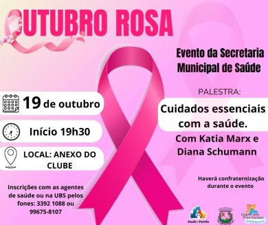 Evento alusivo ao Outubro Rosa em Lagoa dos Três Cantos será quinta-feira (19/10)