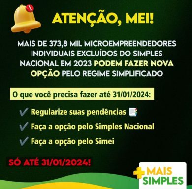 MEIs excluídas do Simples Nacional têm até o dia 31 de janeiro para regularizar pendências