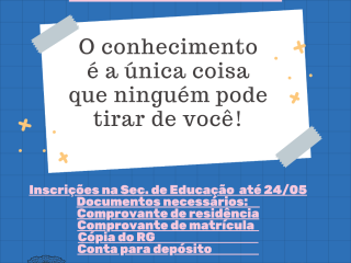 Auxílio aos estudantes de Lagoa dos Três Cantos