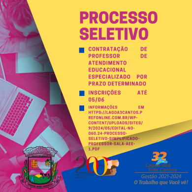 Secretaria de Educação de Lagoa dos Três Cantos contrata via Processo Seletivo Professor de Atendimento Educacional Especializado