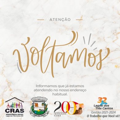Secretaria do Desenvolvimento Social de Lagoa dos Três Cantos retorna ao seu endereço habitual após as reformas