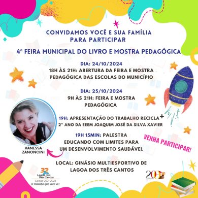 4ª Feira Municipal do Livro e Mostra Pedagógica em Lagoa dos Três Cantos