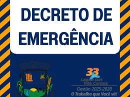 Decreto de Emergência em Lagoa dos Três Cantos