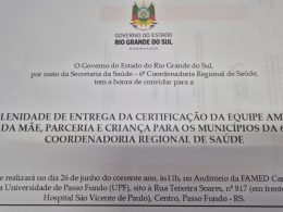 Saúde – Secretaria da Saúde de Lagoa dos Três Cantos é premiada por atendimento de excelência a gestantes, parceria e crianças