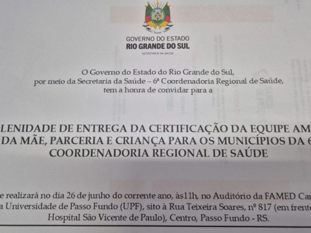Saúde – Secretaria da Saúde de Lagoa dos Três Cantos é premiada por atendimento de excelência a gestantes, parceria e crianças