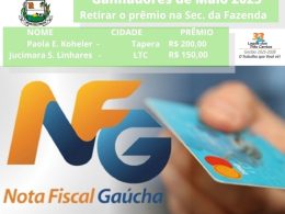Ganhadores do Nota Fiscal Gaúcha do mês de maio de 2025