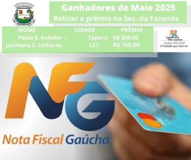Ganhadores do Nota Fiscal Gaúcha do mês de maio de 2025