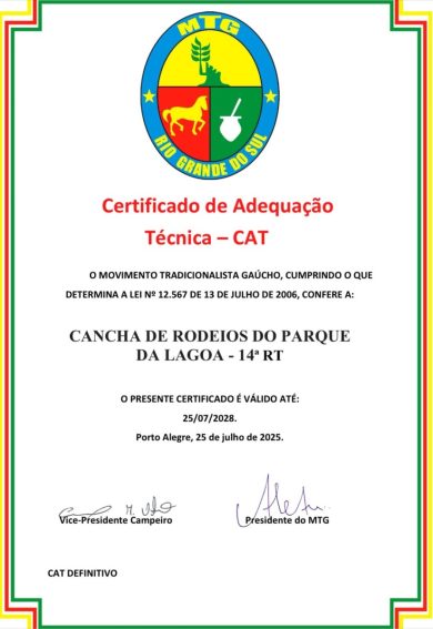 Lagoa dos Três Cantos conquista Certificado de Adequação Técnica para cancha de rodeios