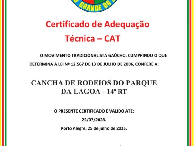 Lagoa dos Três Cantos conquista Certificado de Adequação Técnica para cancha de rodeios