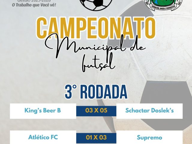 Municipal de futsal de Lagoa dos Três Cantos teve a 3ª rodada sexta-feira (08)