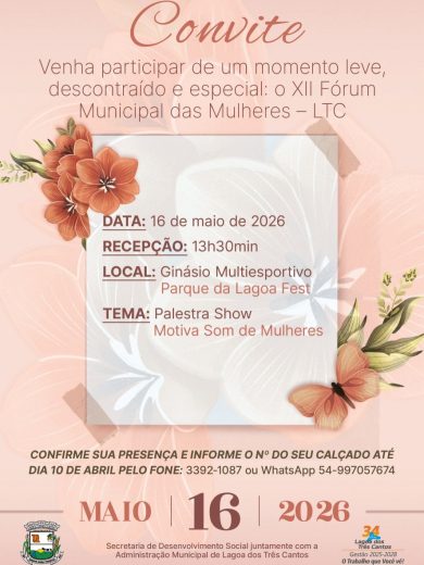 Lagoa dos Três Cantos promove XII Fórum Municipal das Mulheres em maio