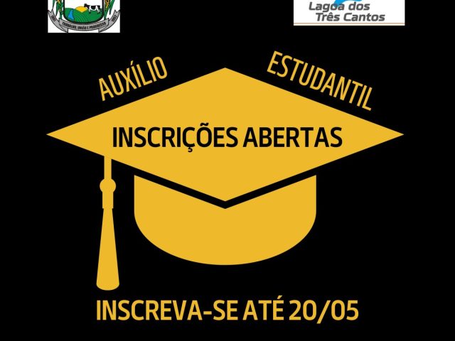 Município de Lagoa dos Três Cantos abre inscrições para auxílio estudantil no primeiro semestre de 2026