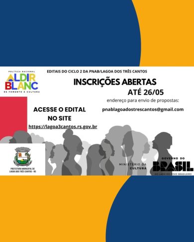 Inscrições para Editais do Ciclo 2 da PNAB seguem abertas em Lagoa dos Três Cantos