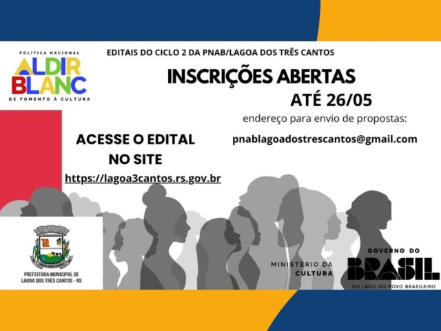 Inscrições para Editais do Ciclo 2 da PNAB seguem abertas em Lagoa dos Três Cantos