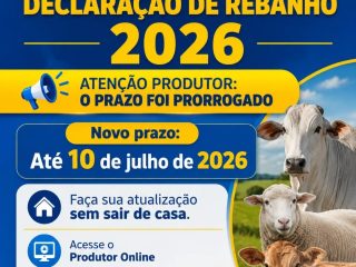 Produtores rurais têm até 10 de julho para realizar Atualização Cadastral e Declaração de Rebanho 2026