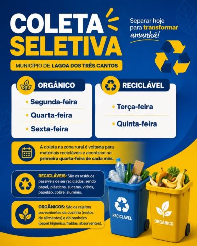Administração Municipal reforça cronograma da coleta seletiva e orienta população sobre a separação correta dos resíduos