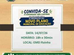 Comunidade três-cantense é convocada para debater o Novo Plano Municipal de Educação