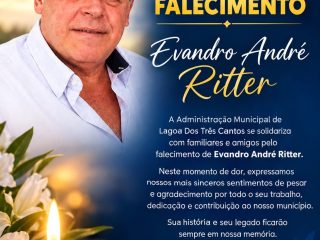 Lagoa dos Três Cantos decreta luto oficial de três dias pelo falecimento de servidor público Evandro André Ritter