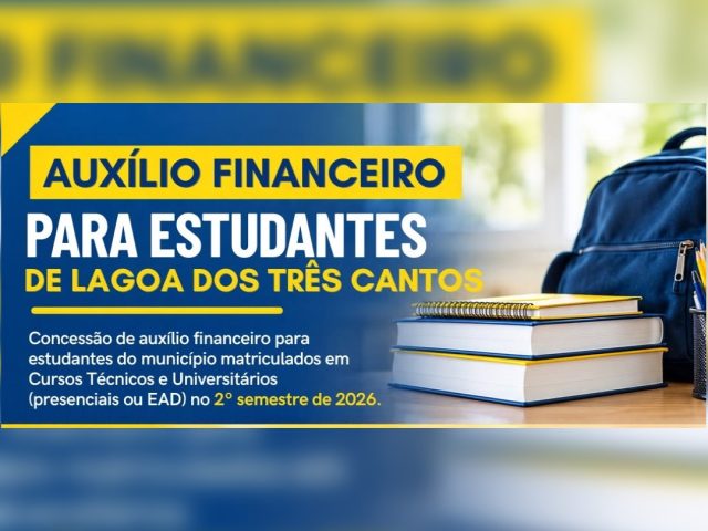 Lagoa dos Três Cantos abre inscrições para auxílio financeiro a estudantes